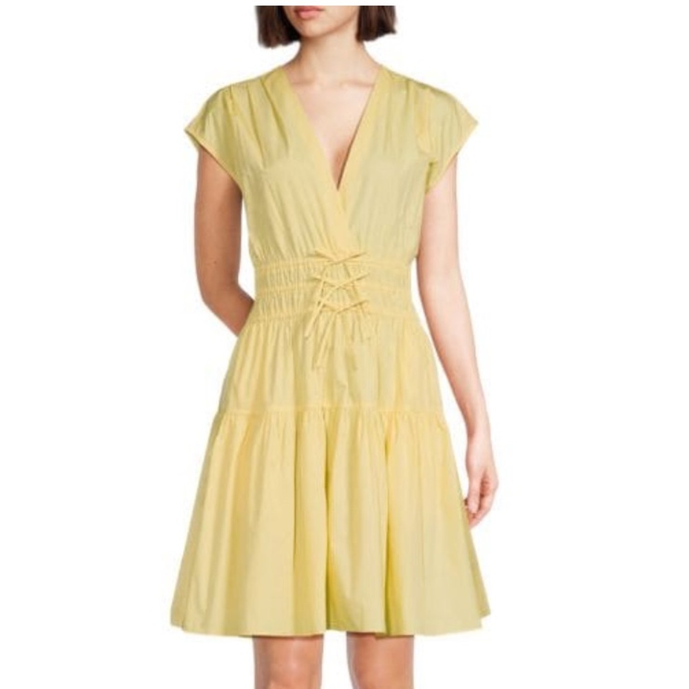 10 Crosby Derek Lam Yellow Pleated Ruched Sundress